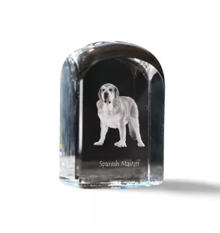 Spanish Mastiff, Mastín Español - crystal cube with a photo, photo of a dog in crystal, cubic paperweight from Art-Dog brand