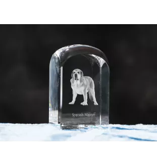Mâtin espagnol, Mastin Leones - un cube de cristal avec une photo, une photo de chien dans le cristal, un presse-papiers cubique de la marque Art-Dog
