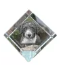 Chien d'eau espagnol, Chien turc - un cube de cristal avec une photo, une photo de cheval dans le cristal, un presse-papiers cubique de la marque Art-Dog