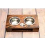 Spanish Mastiff, Mastín Español - wooden stand with bowls for a dog, steel dog bowls, a gift for adopting a dog from the Art-Dog brand