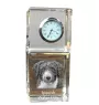 Spanischer Wasserhund, Andalusischer Türke, Türkenhund - Kristalluhr mit Foto, Hundebild im Kristall, personalisierte Schreibtischuhr von Art-Dog.