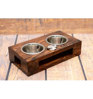 Mâtin espagnol, Mastin Leones - support en bois avec des bols pour chien, bols pour chien en acier, cadeau pour l'adoption d'un chien de la marque Art-Dog