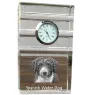Spanischer Wasserhund, Andalusischer Türke, Türkenhund - Glasuhr mit Foto, Foto eines Hundes im Kristall, personalisierte Tischuhr für das Büro der Marke Art-Dog