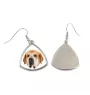 Mâtin espagnol, Mastin Leones - boucles d'oreilles avec une photo et un motif de chien géométrique Art-Dog