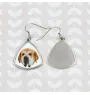 Mâtin espagnol, Mastin Leones - boucles d'oreilles avec une photo et un motif de chien géométrique Art-Dog