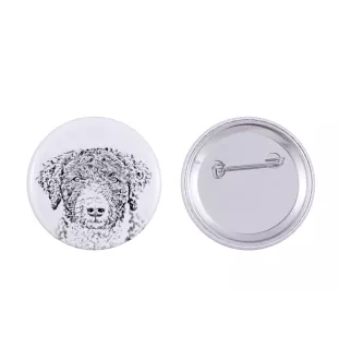 Spanischer Wasserhund, Andalusischer Türke, Türkenhund - Anstecknadel mit Ihrem Hund, fügen Sie Ihr eigenes Foto hinzu, Marke Art-Dog