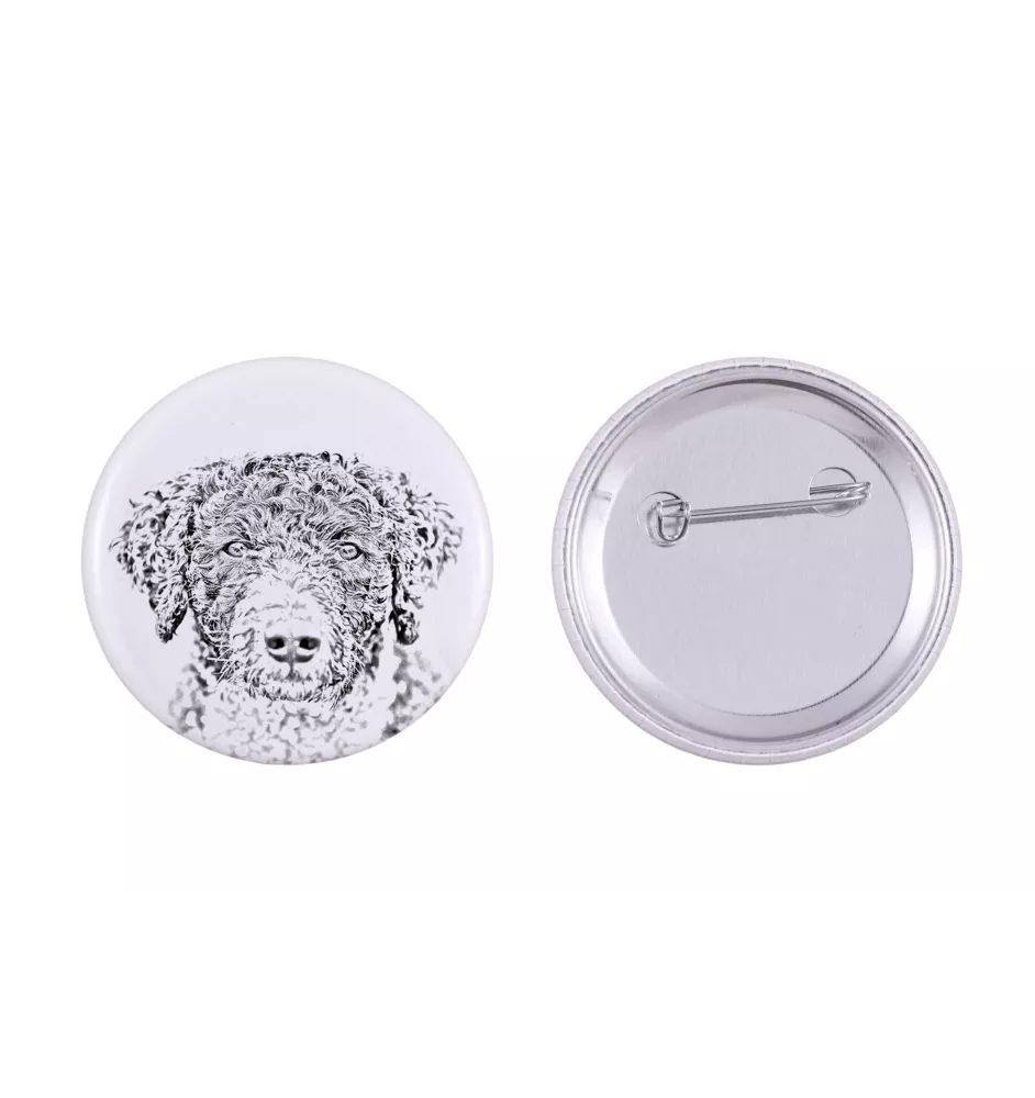 Spanischer Wasserhund, Andalusischer Türke, Türkenhund - Anstecknadel mit Ihrem Hund, fügen Sie Ihr eigenes Foto hinzu, Marke Art-Dog