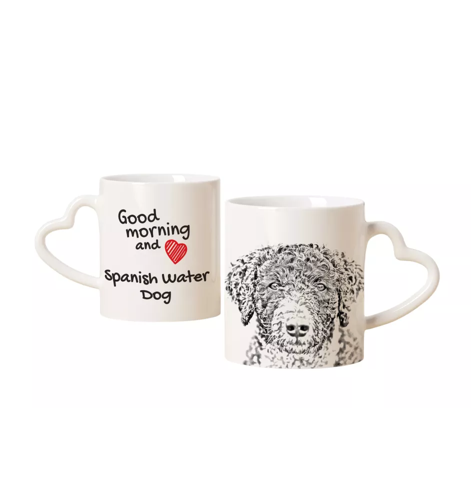 Spanischer Wasserhund, Andalusischer Türke, Türkenhund - Tasse mit Hund, entzückende Tasse mit herzförmigem Henkel, universelles Geschenk der Marke Art-Dog
