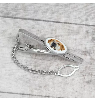 Spanish Mastiff, Mastín Español - geometric tie clip with a picture and inscription from Art-Dog