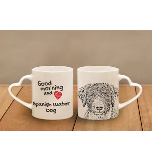 Spanischer Wasserhund, Andalusischer Türke, Türkenhund - Tasse mit Hund, entzückende Tasse mit herzförmigem Henkel, universelles Geschenk der Marke Art-Dog