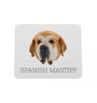 Spanischer Mastiff, Mastín aus León - geometrisches Mauspad mit Bild und Aufschrift von Art-Dog
