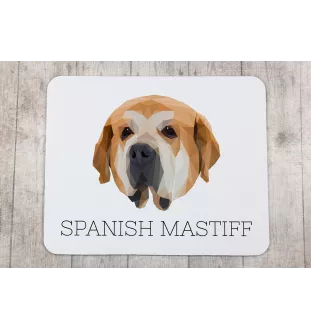 Spanischer Mastiff, Mastín aus León - geometrisches Mauspad mit Bild und Aufschrift von Art-Dog