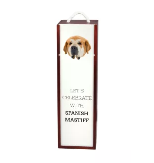 Spanischer Mastiff, Mastín aus León - geometrische Box mit einem Bild und Schriftzug für Wein der Marke Art-Dog