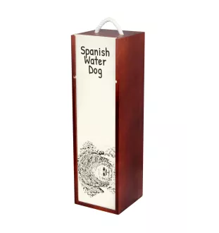 Spanischer Wasserhund, Andalusischer Türke, Türkenhund - Weinbox mit Hund, Alkoholbox mit Grafik, personalisierte Geschenkbox der Marke Art-Dog