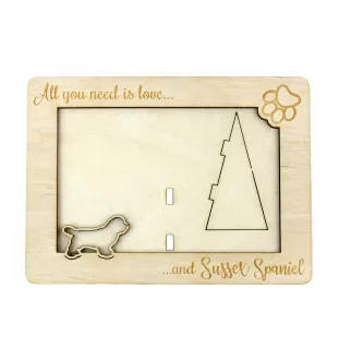 Sussex Spaniel - Cadre photo, cadre en bois gravé, un joli gadget pour l'amoureux des chiens par Art-Dog
