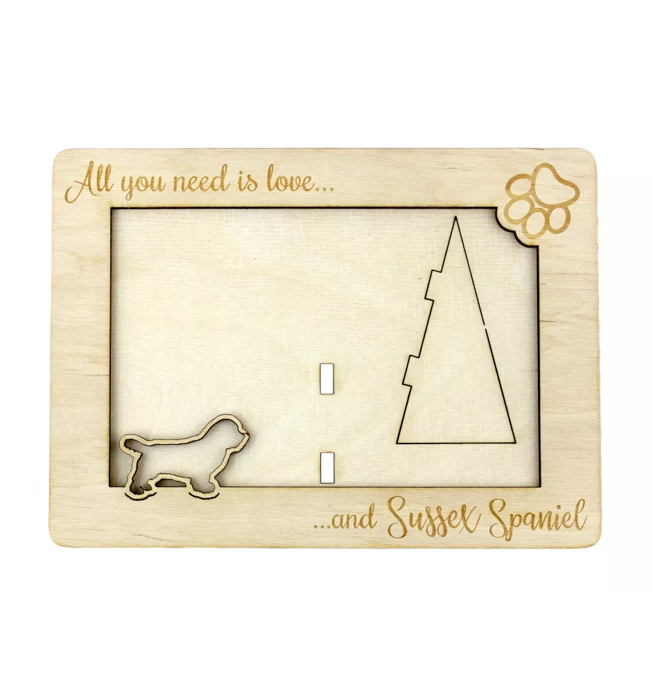 Sussex Spaniel - Cadre photo, cadre en bois gravé, un joli gadget pour l'amoureux des chiens par Art-Dog