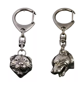 Staffordshire Bull Terrier, Staffie - Porte-clés argenté avec chien, décoration de sac à main, pendentif de sac à dos par la marque Art-Dog