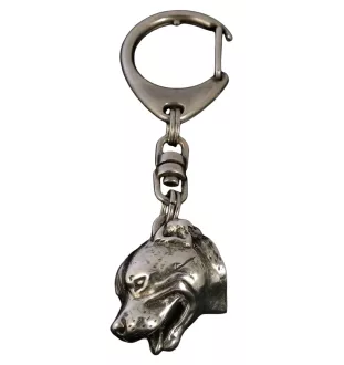 Staffordshire Bull Terrier, Staffie - Porte-clés argenté avec chien, décoration de sac à main, pendentif de sac à dos par la marque Art-Dog