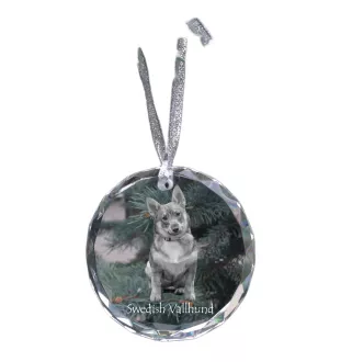 Vallhund suédois, Spitz des Wisigoths, Spitz des Visigoths - boule de Noël en cristal avec une photo, photo de chien dans le cristal, décoration personnalisée pour sapin de Noël de la marque Art-Dog