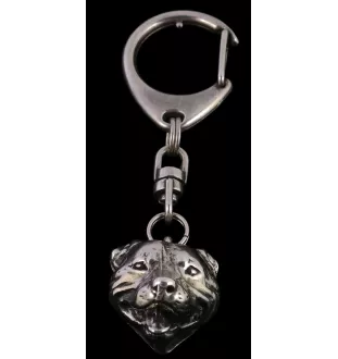 Staffordshire Bull Terrier, Staffie - Porte-clés argenté avec chien, décoration de sac à main, pendentif de sac à dos par la marque Art-Dog