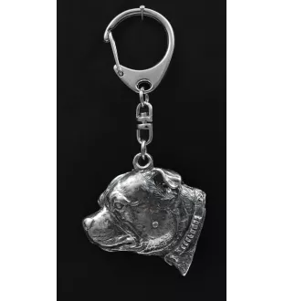 Staffordshire Bull Terrier, Staffie III - Porte-clés argenté avec chien, décoration de sac à main, pendentif de sac à dos par la marque Art-Dog