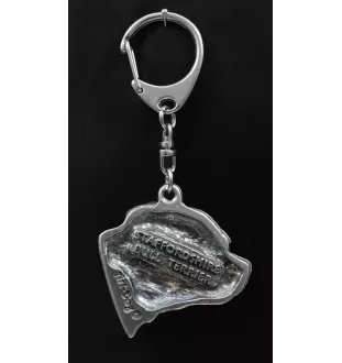 Staffordshire Bull Terrier, Staffy III - Silver-plated key ring with dog, handbag decoration, backpack pendant by Art-Dog brand