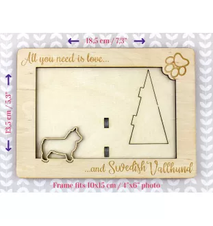 Swedish Vallhund, Swedish Cattle Dog, Swedish Shepherd - Photo frame, engraved wooden frame, a lovely gadget for the dog lover by Art-Dog