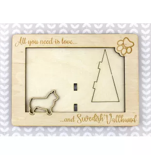 Swedish Vallhund, Swedish Cattle Dog, Swedish Shepherd - Photo frame, engraved wooden frame, a lovely gadget for the dog lover by Art-Dog