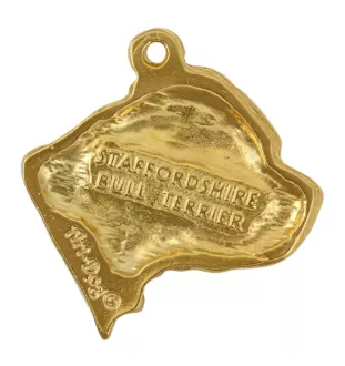 Staffordshire Bull Terrier, Staffy II - Gilded key ring with dog, handbag decoration, luxury accessory by Art-Dog brand