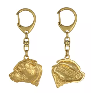 Staffordshire Bull Terrier, Staffy III - Gilded key ring with dog, handbag decoration, luxury accessory by Art-Dog brand