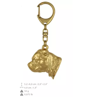Staffordshire Bull Terrier, Staffordshire Bullterrier II - Vergoldeter Schlüsselanhänger mit Hund in Geschenkbox, Handtaschen-Dekoration, Luxus-Accessoire der Marke Art-Dog