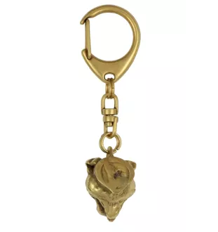 Staffordshire Bull Terrier, Staffy - Gilded key ring with dog in gift box, handbag decoration, luxury accessory by Art-Dog brand
