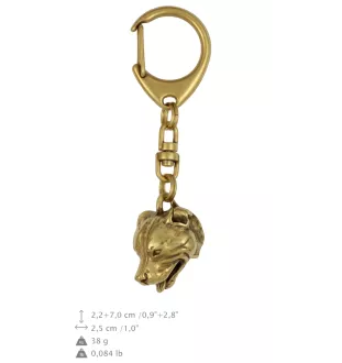 Staffordshire Bull Terrier, Staffy - Gilded key ring with dog in gift box, handbag decoration, luxury accessory by Art-Dog brand