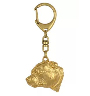 Staffordshire Bull Terrier, Staffordshire Bullterrier III - Vergoldeter Schlüsselanhänger mit Hund in Geschenkbox, Handtaschen-Dekoration, Luxus-Accessoire der Marke Art-Dog