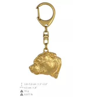 Staffordshire Bull Terrier, Staffy III - Gilded key ring with dog in gift box, handbag decoration, luxury accessory by Art-Dog brand