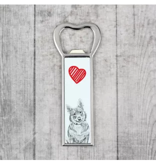 Swedish Vallhund, Swedish Cattle Dog, Swedish Shepherd - bottle opener with a dog, personalized fridge opener, unique gift for a man by Art-Dog brand