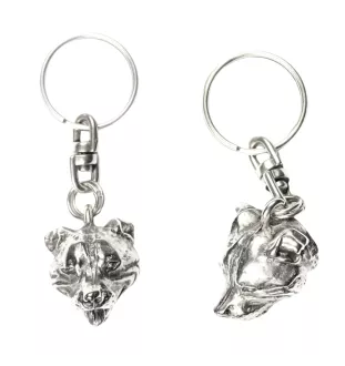 Staffordshire Bull Terrier, Staffie - Pendentif argenté avec un chien dans une boîte décorative, décoration de sac à main, pendentif de sac à dos par la marque Art-Dog