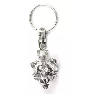 Staffordshire Bull Terrier, Staffie - Pendentif argenté avec un chien dans une boîte décorative, décoration de sac à main, pendentif de sac à dos par la marque Art-Dog