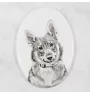 Vallhund suédois, Spitz des Wisigoths, Spitz des Visigoths - une plaque commémorative avec une photo de chien, une plaque funéraire avec une impression, une plaque ovale personnalisée de la marque Art
