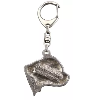 Staffordshire Bull Terrier, Staffie II - Porte-clés argenté avec un chien dans une boîte cadeau, décoration de sac à main, pendentif de sac à dos par la marque Art-Dog