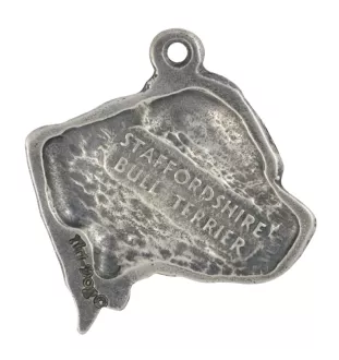 Staffordshire Bull Terrier, Staffie II - Porte-clés argenté avec un chien dans une boîte cadeau, décoration de sac à main, pendentif de sac à dos par la marque Art-Dog