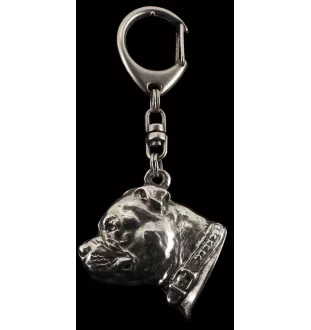Staffordshire Bull Terrier, Staffy II - Silver-plated key ring with a dog in a gift box, handbag decoration, backpack pendant by Art-Dog brand