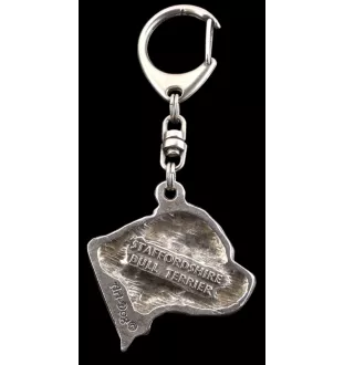 Staffordshire Bull Terrier, Staffie II - Porte-clés argenté avec un chien dans une boîte cadeau, décoration de sac à main, pendentif de sac à dos par la marque Art-Dog