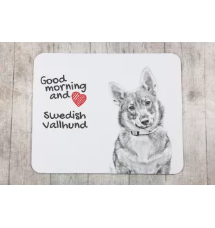 Vallhund suédois, Spitz des Wisigoths, Spitz des Visigoths - tapis de souris personnalisé avec impression, tapis de souris personnalisé avec chien, accessoire unique pour employé de bureau de la marqu