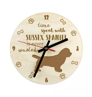 Sussex Spaniel - Hundeuhr, Holzuhr, Wanduhr für Hundefreunde, Tisch- und Regaluhr, Art-Dog