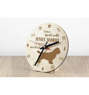 Sussex Spaniel - clock with a dog, wooden clock, wall clock for dog lovers, clock for desk and shelf, Art-Dog