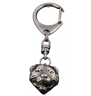 Staffordshire Bull Terrier, Staffordshire Bullterrier - Versilberter Schlüsselanhänger mit Hund in einer Geschenkbox, Handtaschenschmuck, Rucksackanhänger der Marke Art-Dog