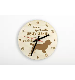 Sussex Spaniel - clock with a dog, wooden clock, wall clock for dog lovers, clock for desk and shelf, Art-Dog
