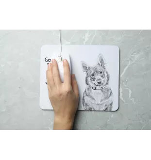 Schwedischer Vallhund, Västgötaspets, Westgotenspitz - Mauspad mit Druck, personalisiertes Mauspad mit Hund, einzigartiges Gadget für Büroangestellte von Art-Dog.