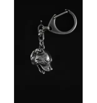 Staffordshire Bull Terrier, Staffy - Silver-plated key ring with a dog in a gift box, handbag decoration, backpack pendant by Art-Dog brand